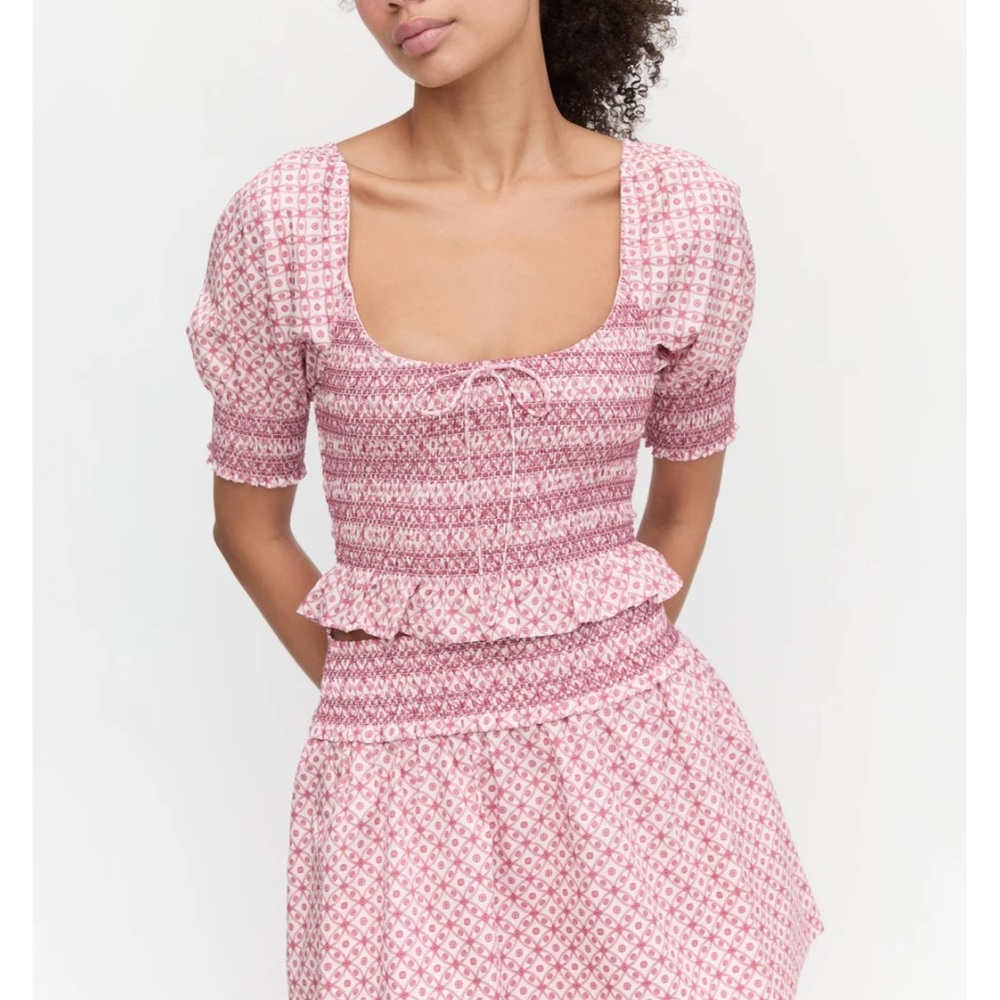 Hill House Rose Lattice Skirt Set, M - Picture 2 of 6